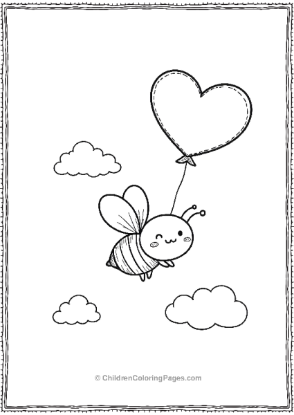 Bee Holding Heart Balloon Free PDF Printable