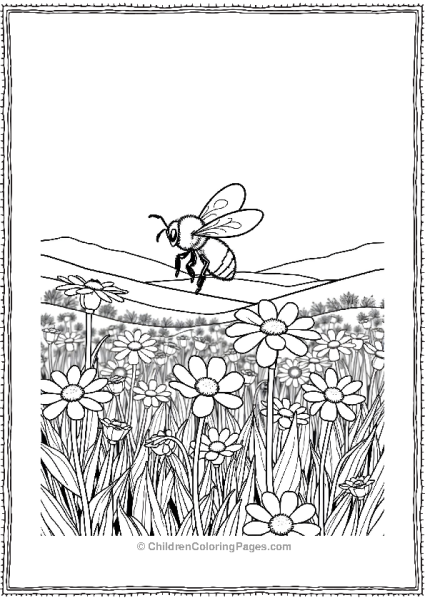 Bee Hovering Over Flowers Free PDF Printable