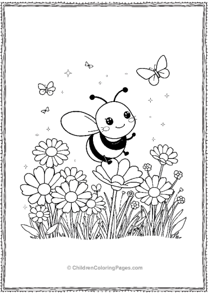 Bee In A Field Of Daisies Free PDF Printable