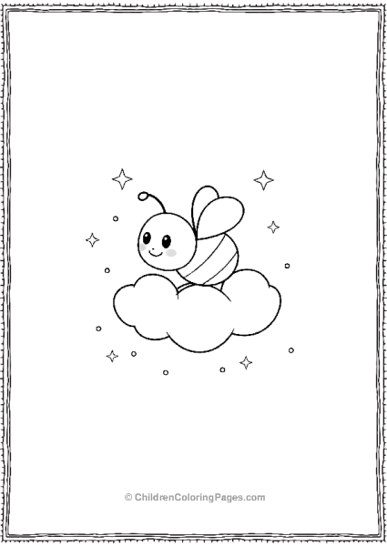 Bee On A Cloud With Stars Free PDF Printable