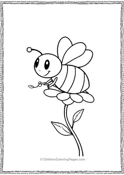 Bee On A Flower Holding A Stem Free PDF Printable