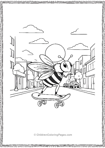 Bee On A Skateboard In The City Free PDF Printable