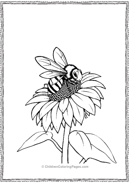 Bee On Sunflower Free PDF Printable