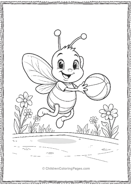 Bee Playing Basketball In Garden Free PDF Printable