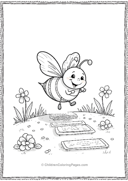 Bee Playing Hopscotch In A Garden Free PDF Printable