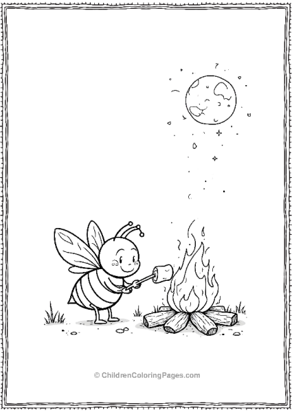 Bee Roasting Marshmallow By Campfire Free PDF Printable