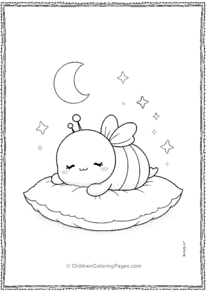 Bee Sleeping On Pillow With Stars Free PDF Printable