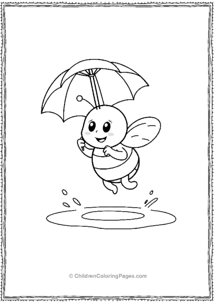 Bee Under Umbrella Jumping In Puddle Free PDF Printable