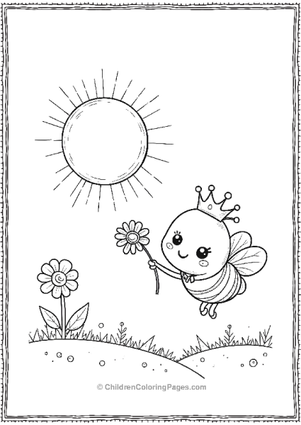 Bee With Flower And Crown Free PDF Printable