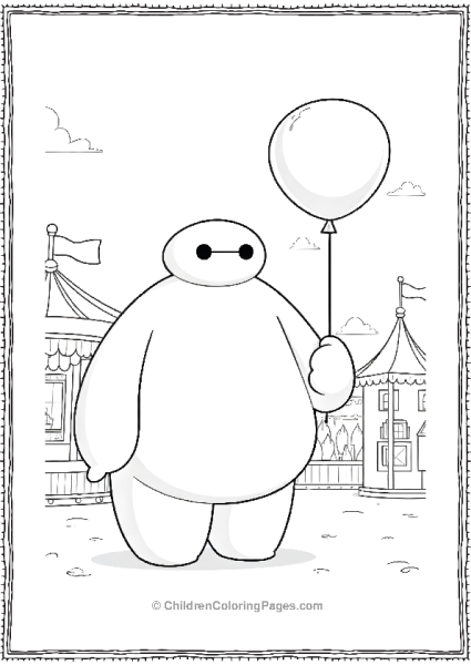 Big Hero 6 Baymax Holding A Balloon At Funfair Free PDF Printable