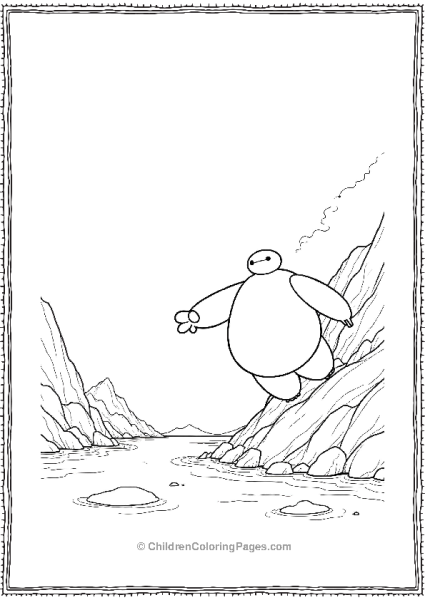 Big Hero 6 Baymax Standing On A Cliff Overlooking Water Free PDF Printable