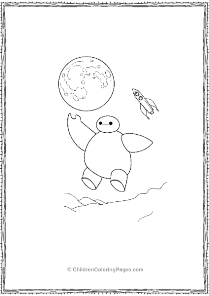 Big Hero 6 Flying To The Moon With Rocket Ship Free PDF Printable