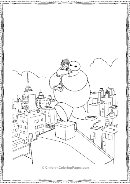 Big Hero 6 Hiro And Baymax Fly Through City Free PDF Printable