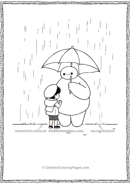 Big Hero 6 Holding Umbrella Over Hiro Free PDF Printable