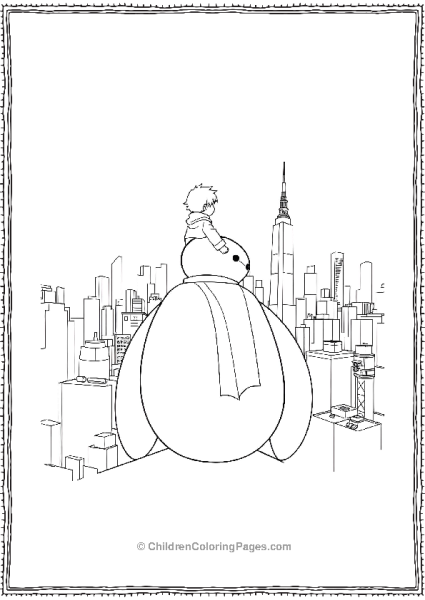 Big Hero 6 On A Rooftop In The City Free PDF Printable