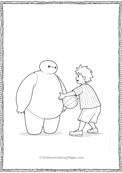 Big Hero 6 Playing Basketball Free PDF Printable