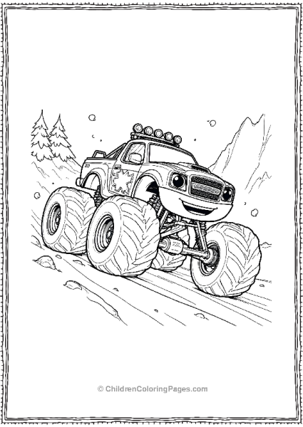 Blaze Driving Through A Snowy Mountain Free PDF Printable