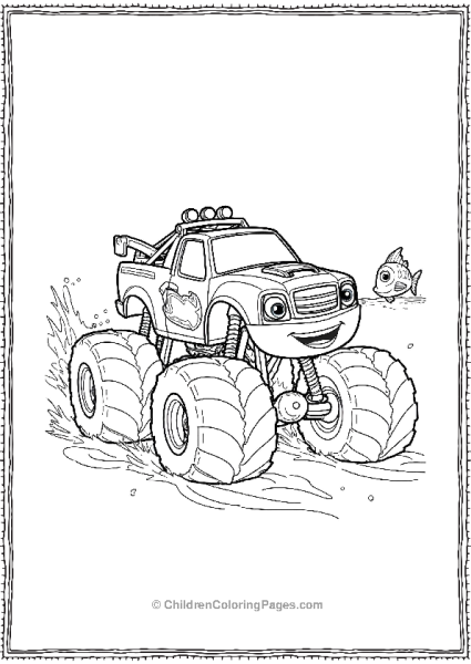 Blaze Driving Through Water Free PDF Printable