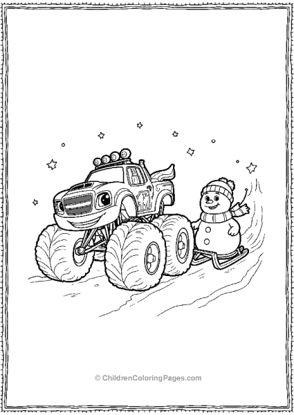 Blaze Pulling Sled In The Snow Free PDF Printable