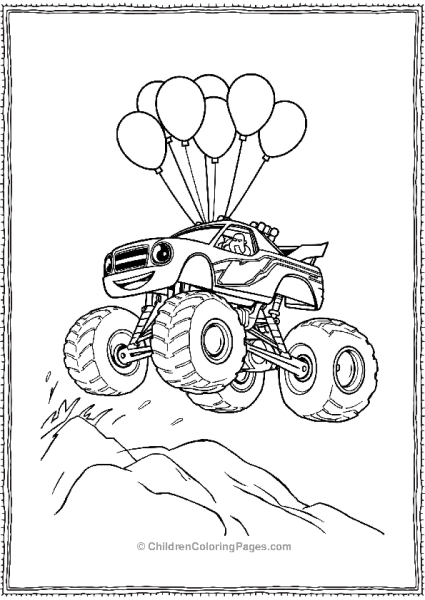 Blaze With Balloons Flying Through Air Free PDF Printable