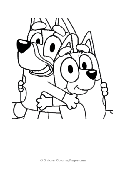 Bluey Hugging Her Father Free PDF Printable