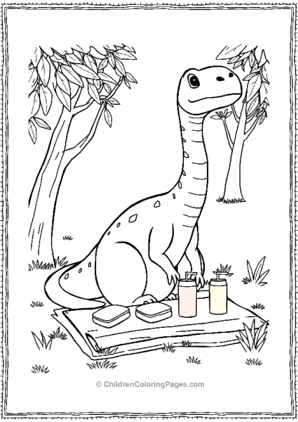 Brachiosaurus At A Picnic Free PDF Printable