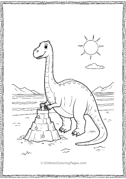 Brachiosaurus Building A Sandcastle Free PDF Printable