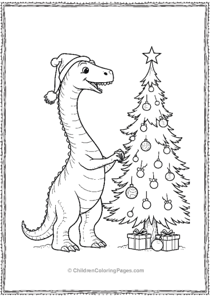 Brachiosaurus Decorating A Christmas Tree Free PDF Printable