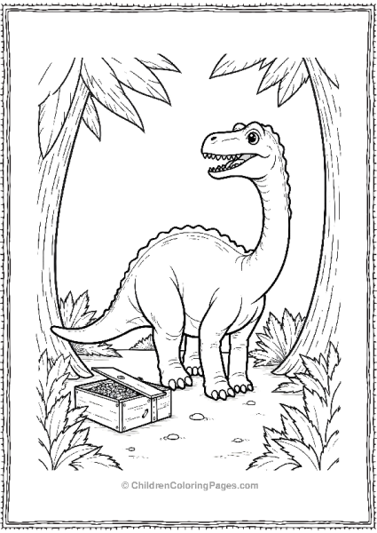 Brachiosaurus Discovering Hidden Treasure Free PDF Printable