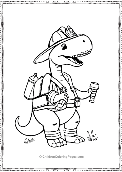 Brachiosaurus Dressed As A FireFighter Free PDF Printable