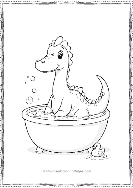 Brachiosaurus Enjoying A Bubble Bath Free PDF Printable