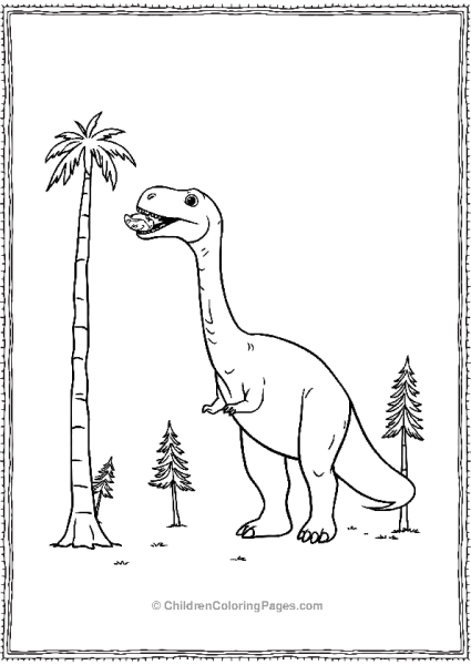 Brachiosaurus Enjoying A Snack Of Tall Trees Free PDF Printable