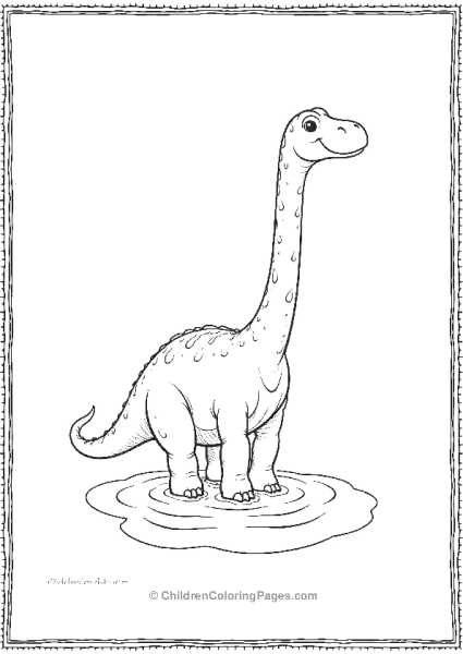 Brachiosaurus In Water With Head Outside Free PDF Printable