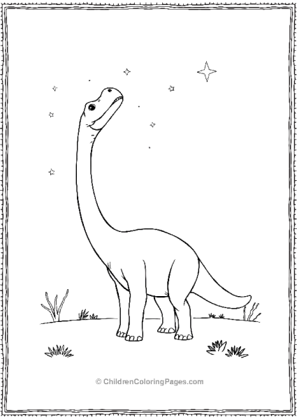 Brachiosaurus Looking Up The Stars Free PDF Printable