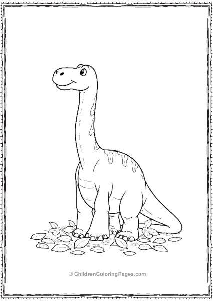 Brachiosaurus Playing In Pile Of Leaves Free PDF Printable