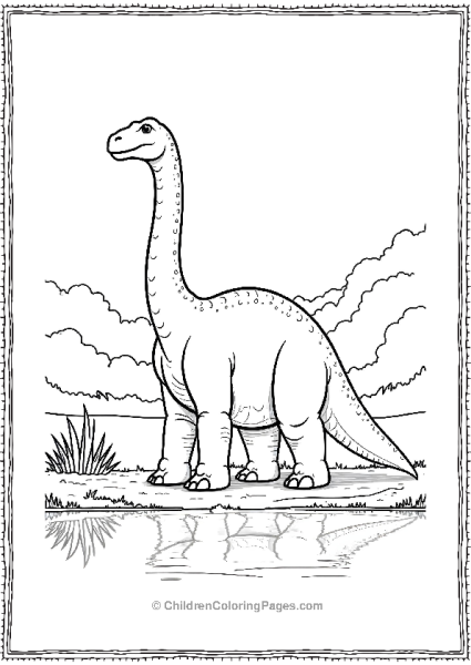 Brachiosaurus Resting By A Lake Free PDF Printable