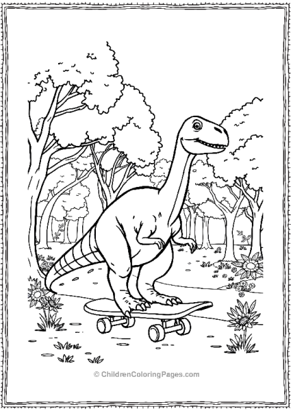 Brachiosaurus Riding A Skateboard Free PDF Printable