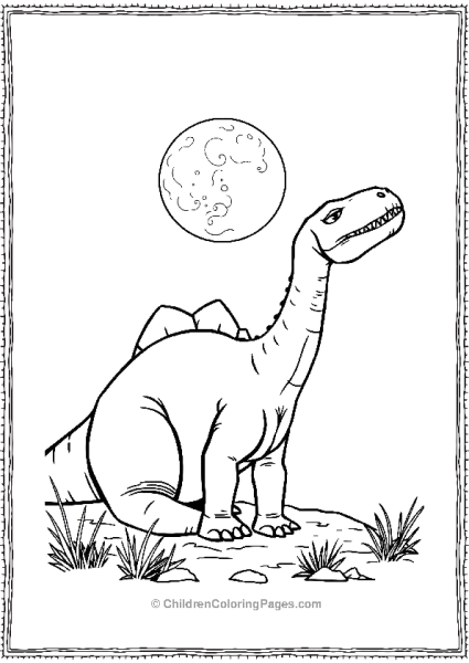 Brachiosaurus Sleeping Under Moon Free PDF Printable