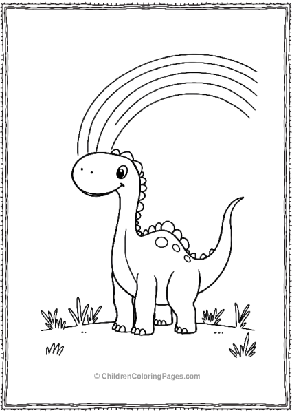 Brachiosaurus Smiling Under A Rainbow Free PDF Printable