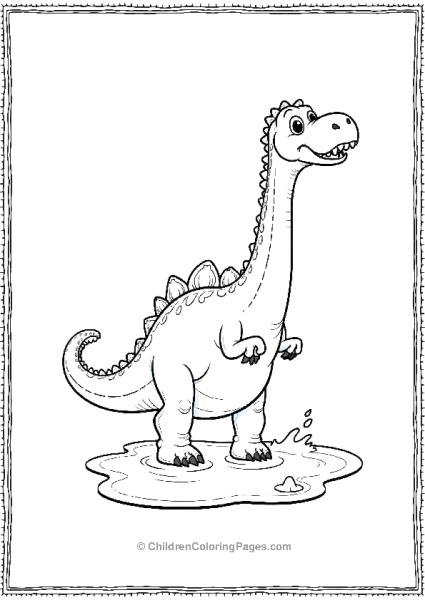 Brachiosaurus Splashing In A Puddle Free PDF Printable