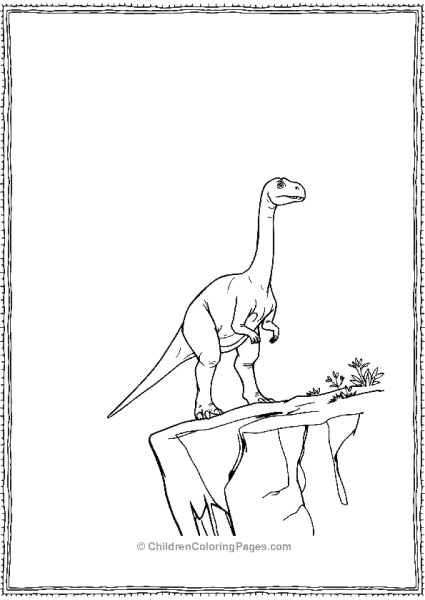 Brachiosaurus Standing At Edge Of A Cliff Free PDF Printable