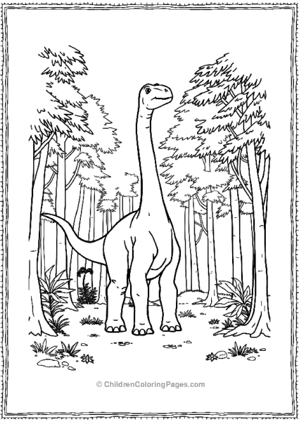 Brachiosaurus Standing In A Forest Free PDF Printable