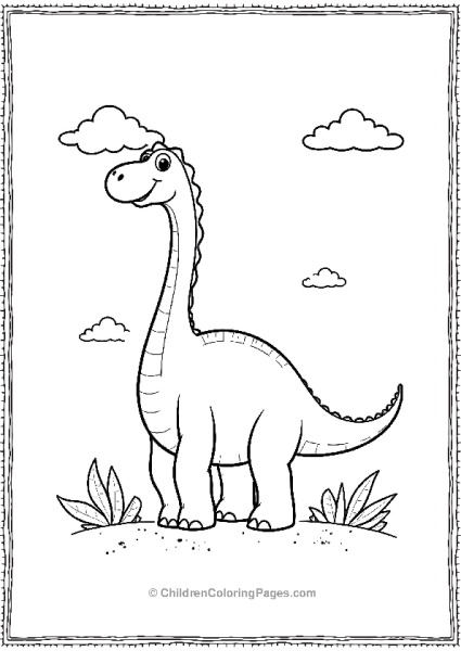 Brachiosaurus Surrounded By Clouds Free PDF Printable