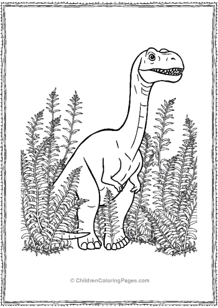 Brachiosaurus Surrounded By Tall Ferns Free PDF Printable