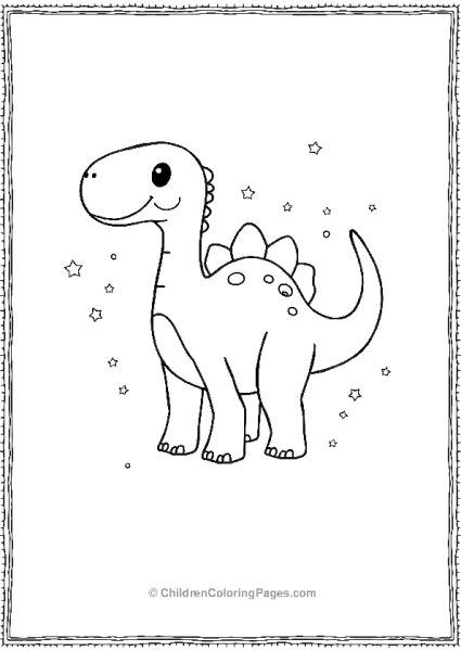 Brachiosaurus Surrounded By Tiny Stars Free PDF Printable