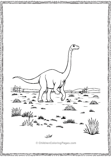 Brachiosaurus Walking Across The Plain Free PDF Printable