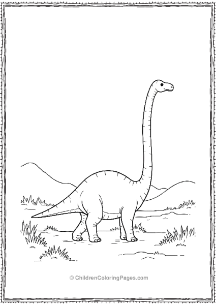 Brachiosaurus Walking Through A Desert Free PDF Printable