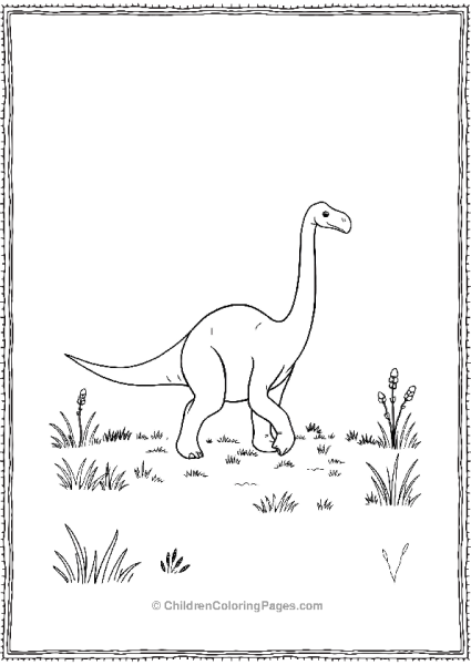 Brachiosaurus Walking Through A Meadow Free PDF Printable