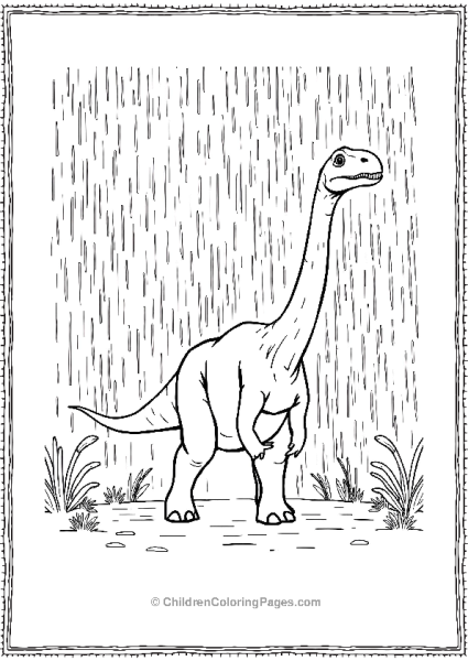 Brachiosaurus Walking Through A Rainstorm Free PDF Printable