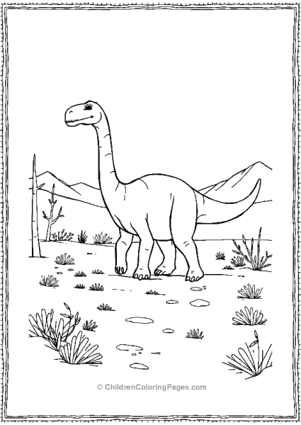 Brachiosaurus Walking Through A Snowy Land Free PDF Printable